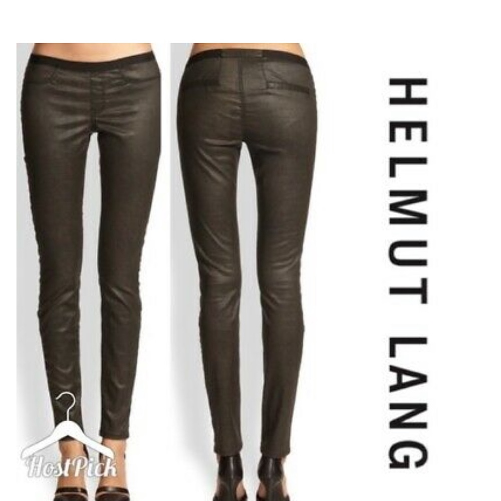 Helmut Lang Khaki coated leggings size 30